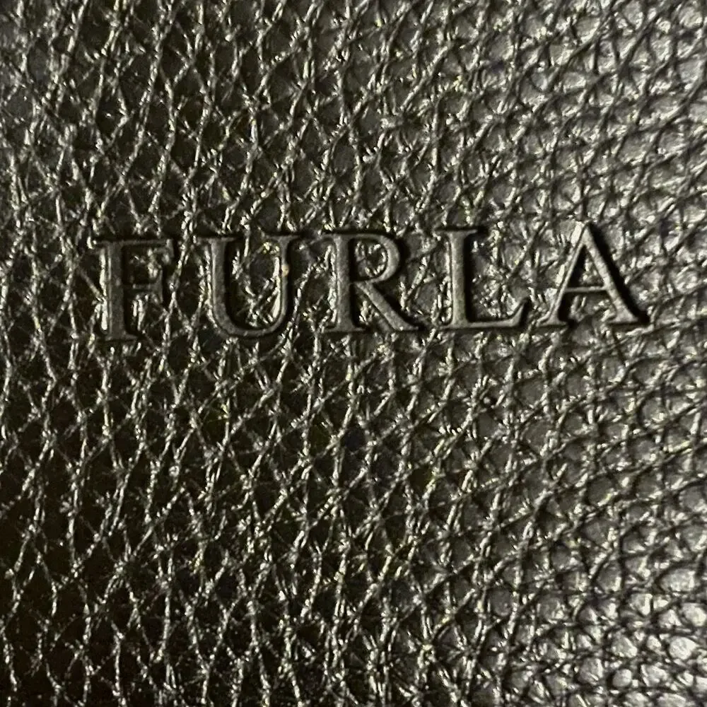 Furla Pebbled Leather Black Zip Bag Turkish Airlines First Class Travel Pouch